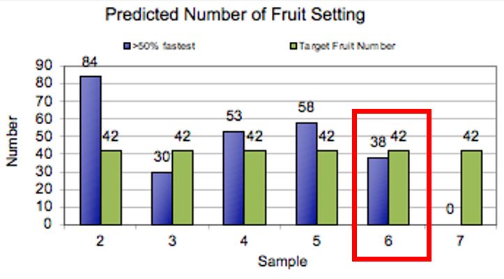 Figure 1. Predicted fruit set in Northwest Michigan Horticulture Research Center Gala, June 22, 2020.